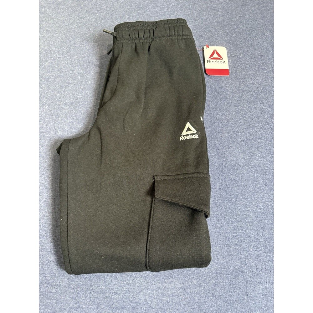Reebok Men’s Black Slim Tapered Jogger Pants 2XL Big & Tall Cargo Pockets - Picture 1 of 4